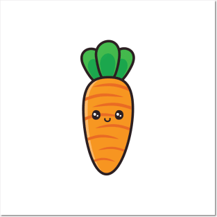 Cute Smiling Carrot Vegetable Posters and Art